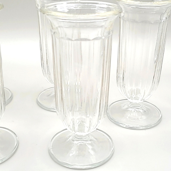 Vintage Clear Parfait Glasses with Ribbed Design, Set of 6 - Picture 3 of 5